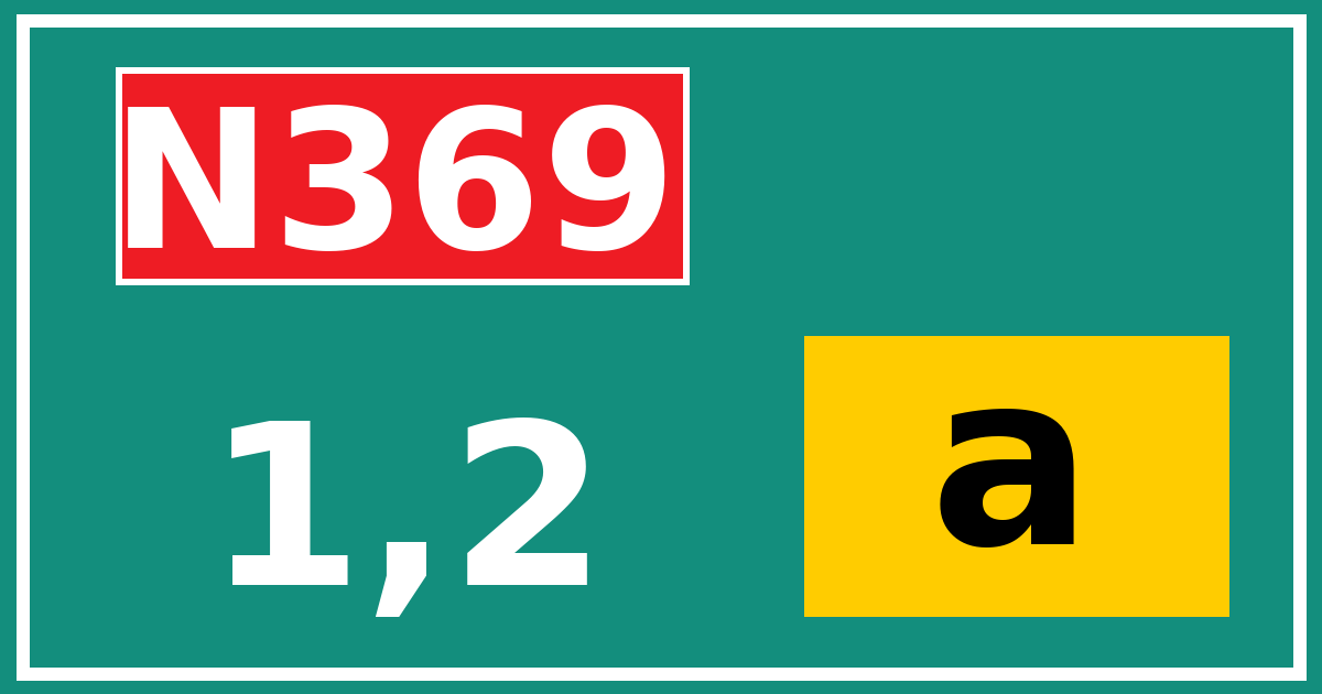 Hectometerbord N369 1,2 letter a