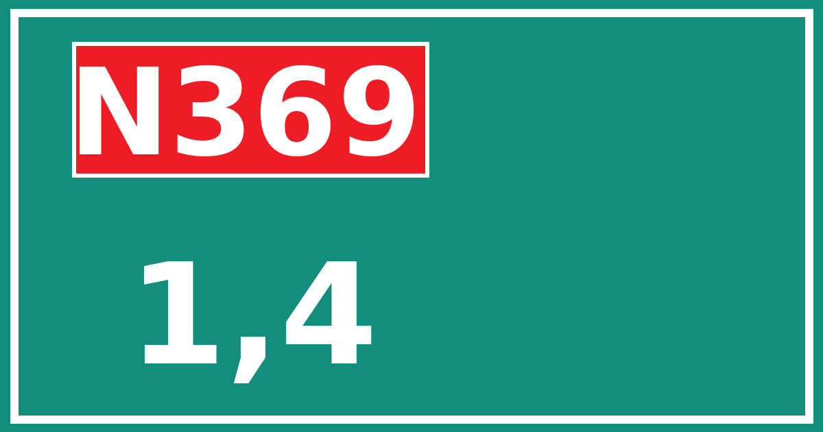 Hectometerbord N369 1,4