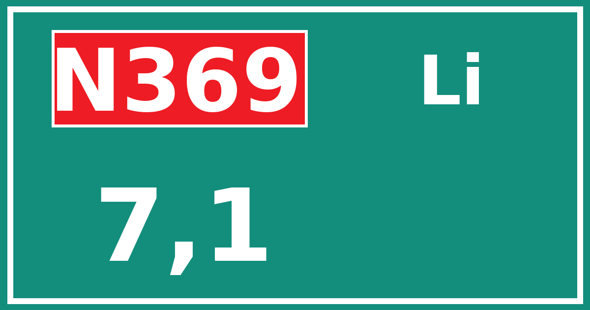 Hectometerbord N369 7,1 zijde Li
