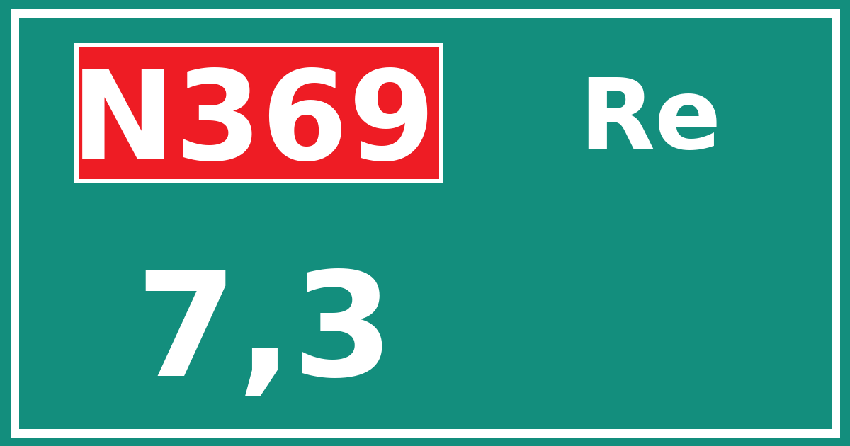 Hectometerbord N369 7,3 zijde Re