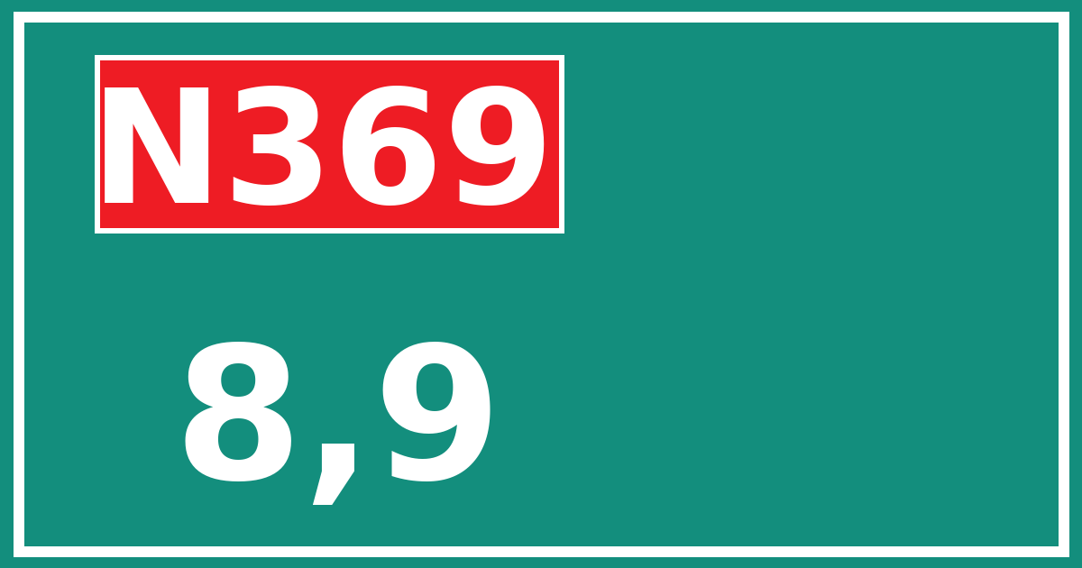 Hectometerbord N369 8,9