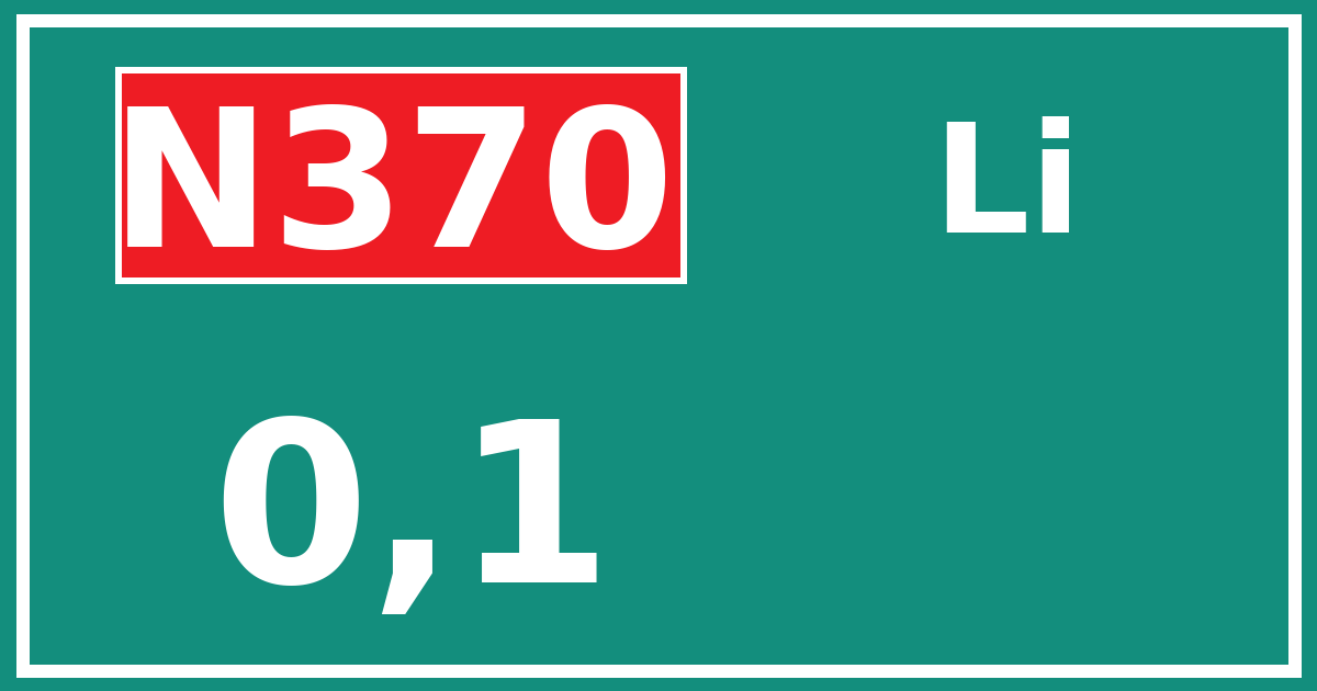 Hectometerbord N370 0,1 zijde Li