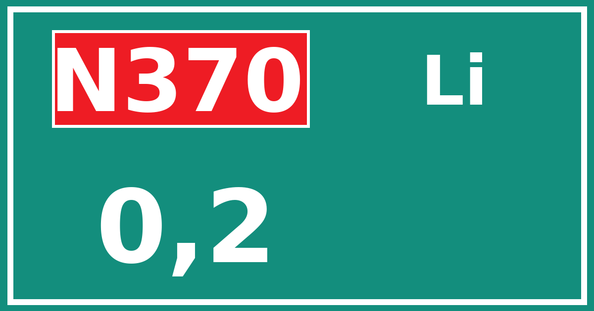 Hectometerbord N370 0,2 zijde Li