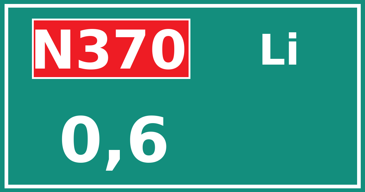 Hectometerbord N370 0,6 zijde Li