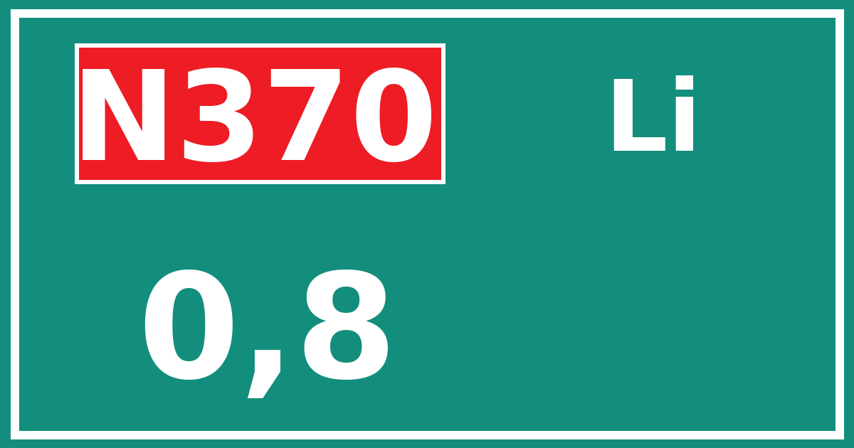 Hectometerbord N370 0,8 zijde Li