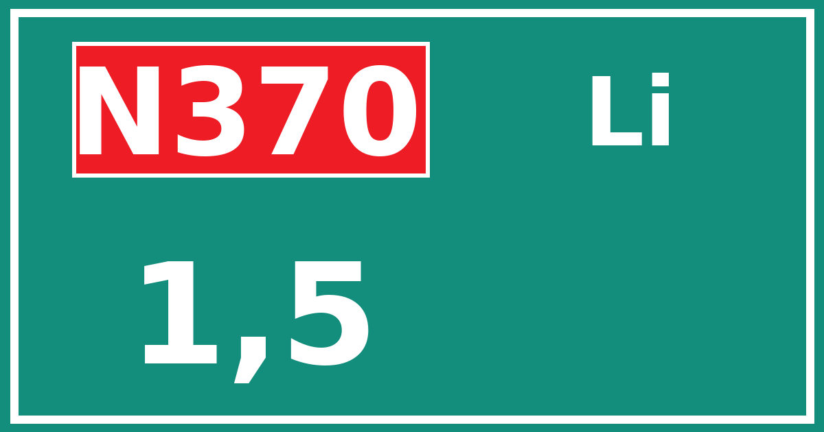 Hectometerbord N370 1,5 zijde Li