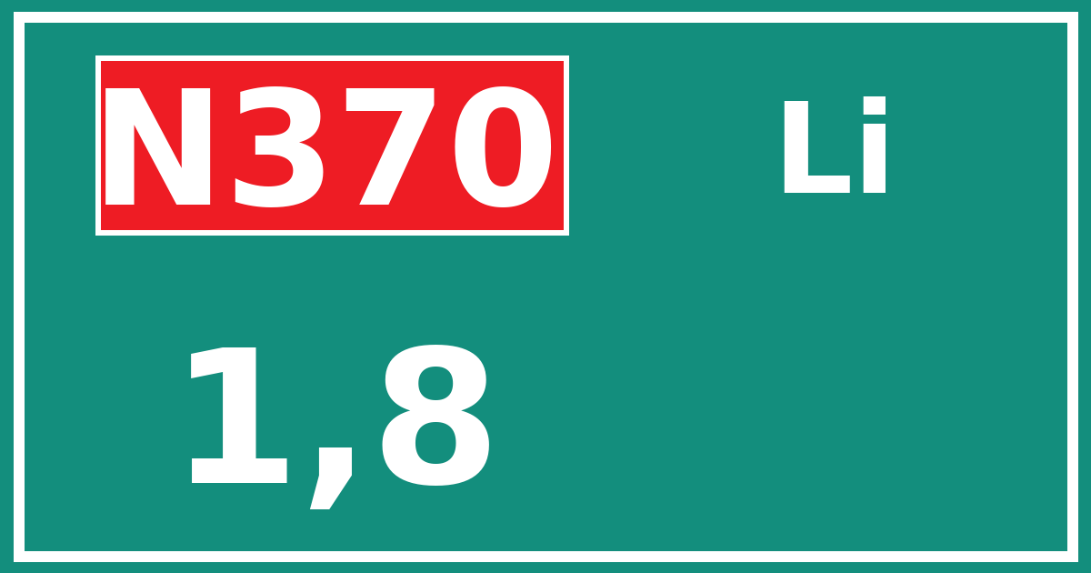 Hectometerbord N370 1,8 zijde Li