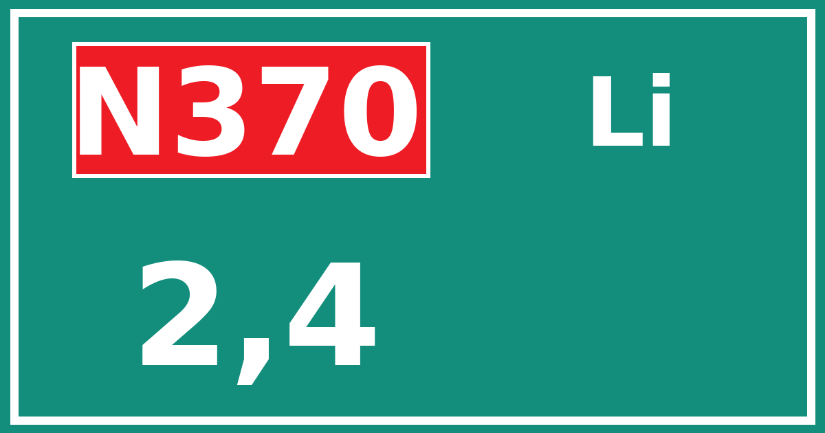 Hectometerbord N370 2,4 zijde Li