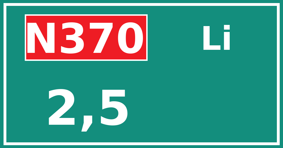 Hectometerbord N370 2,5 zijde Li