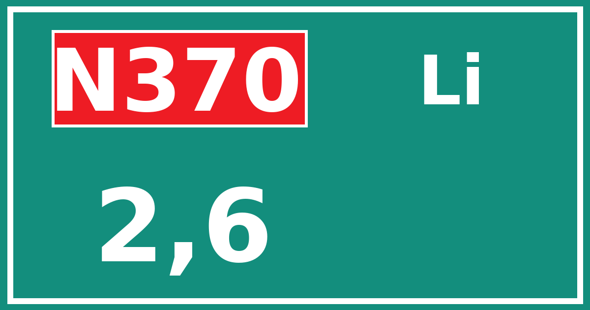 Hectometerbord N370 2,6 zijde Li