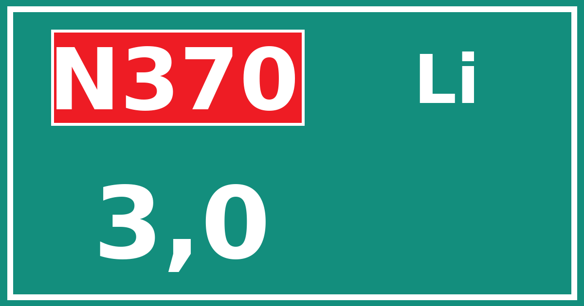 Hectometerbord N370 3,0 zijde Li