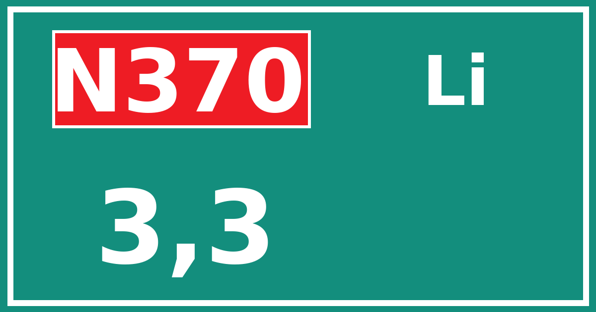 Hectometerbord N370 3,3 zijde Li