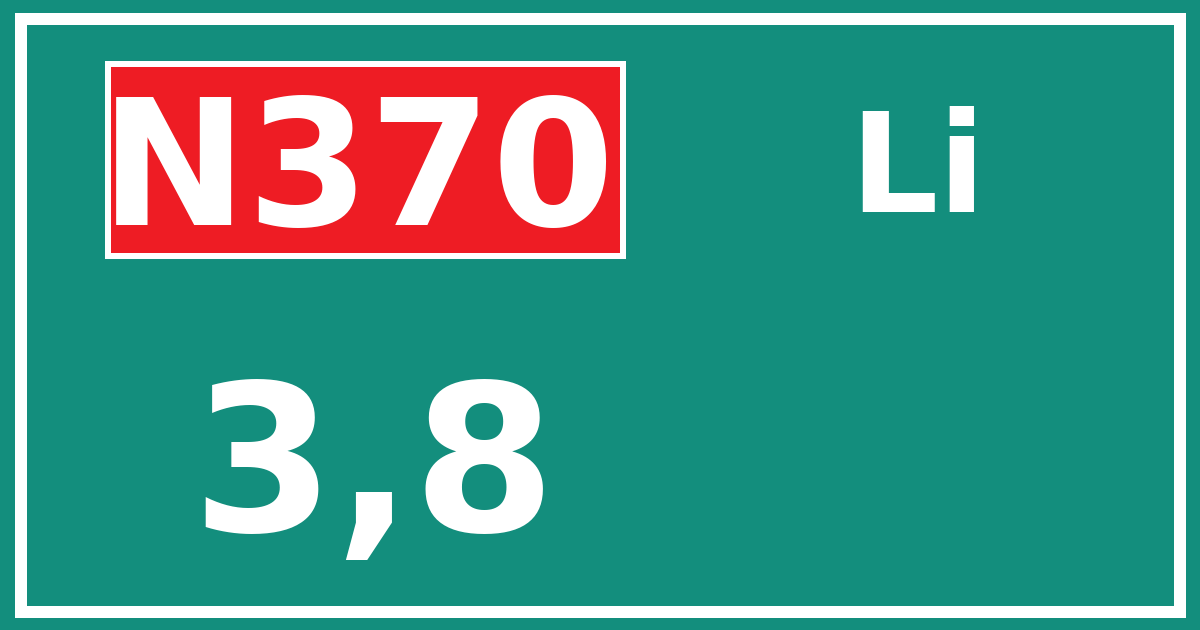 Hectometerbord N370 3,8 zijde Li