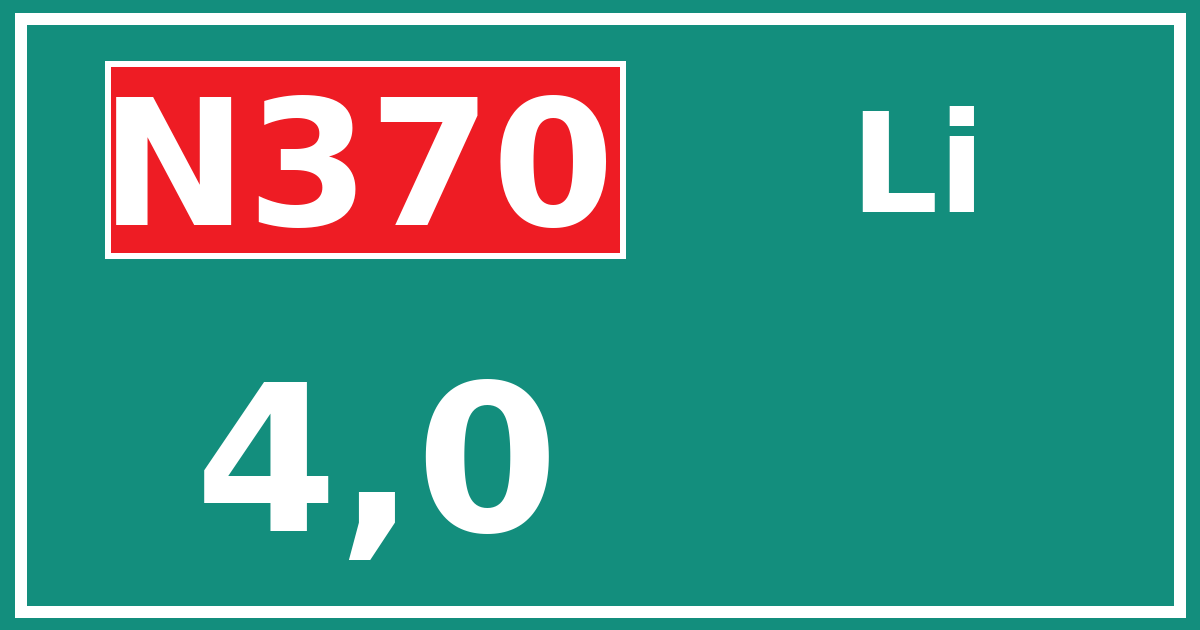Hectometerbord N370 4,0 zijde Li