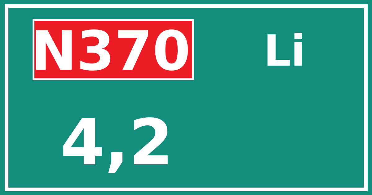 Hectometerbord N370 4,2 zijde Li