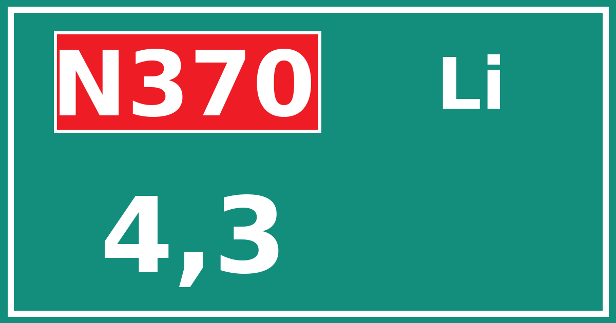 Hectometerbord N370 4,3 zijde Li