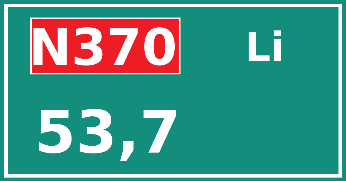 Hectometerbord N370 53,7 zijde Li