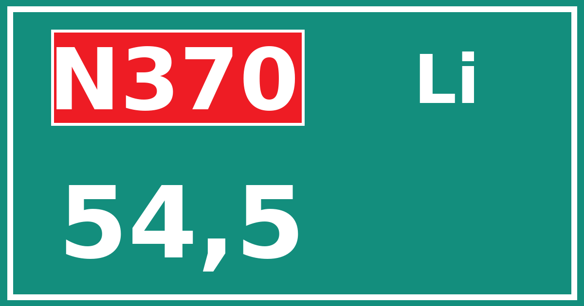Hectometerbord N370 54,5 zijde Li