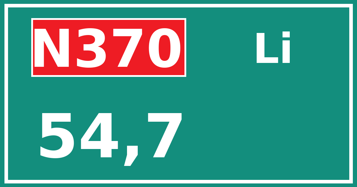 Hectometerbord N370 54,7 zijde Li
