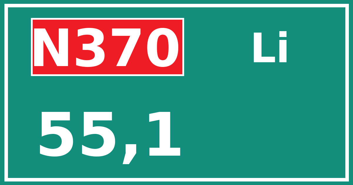 Hectometerbord N370 55,1 zijde Li