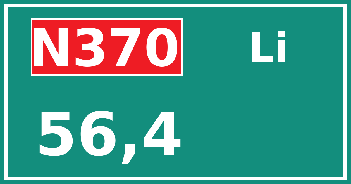 Hectometerbord N370 56,4 zijde Li