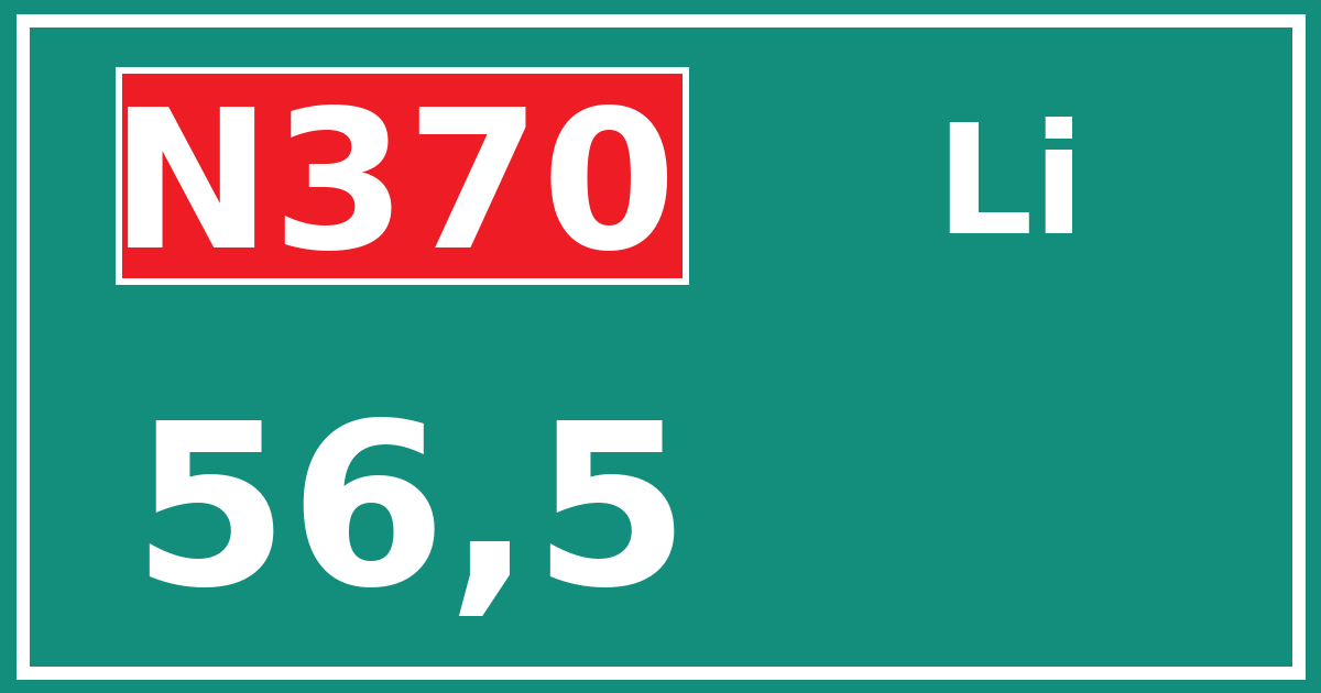 Hectometerbord N370 56,5 zijde Li