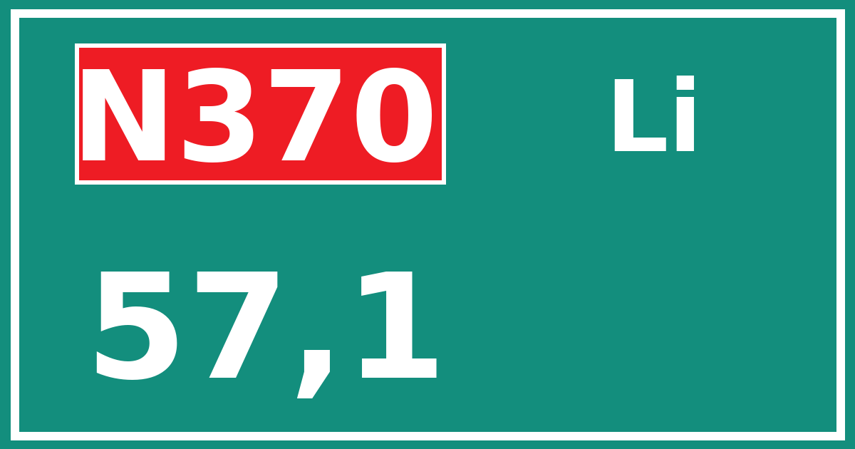 Hectometerbord N370 57,1 zijde Li