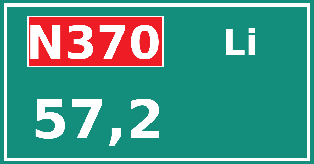 Hectometerbord N370 57,2 zijde Li
