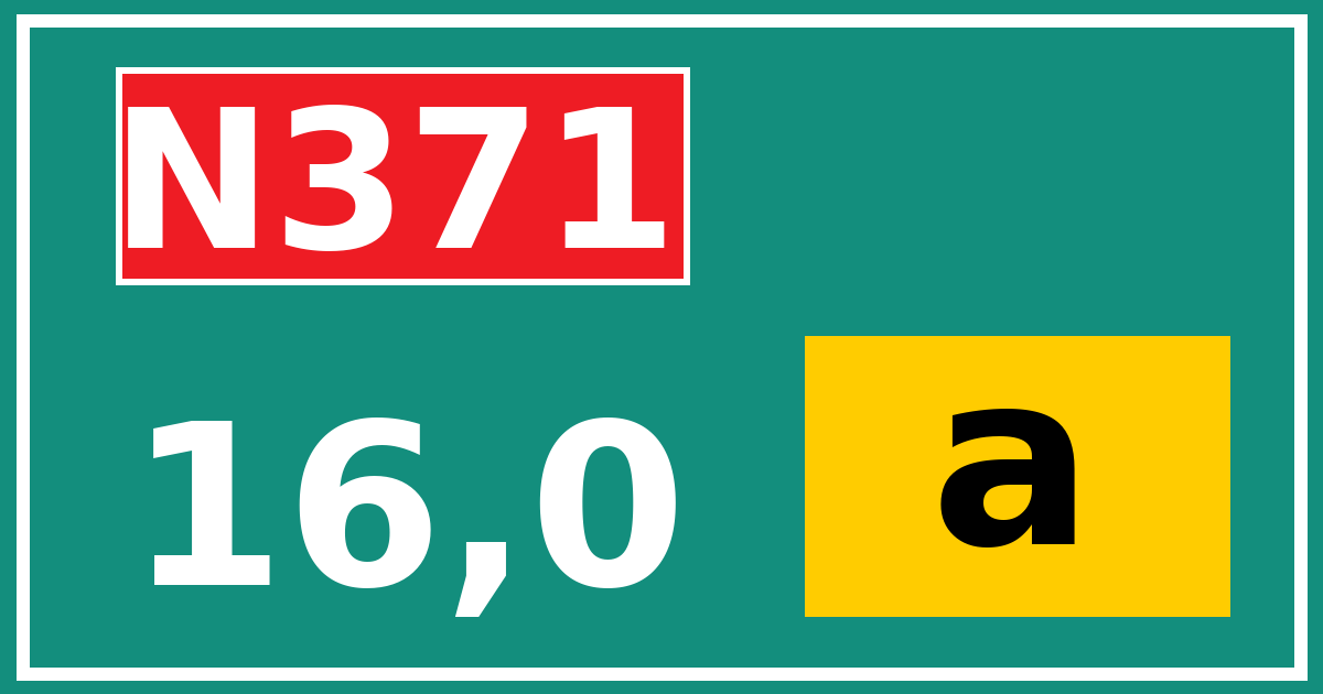 Hectometerbord N371 16,0 letter a