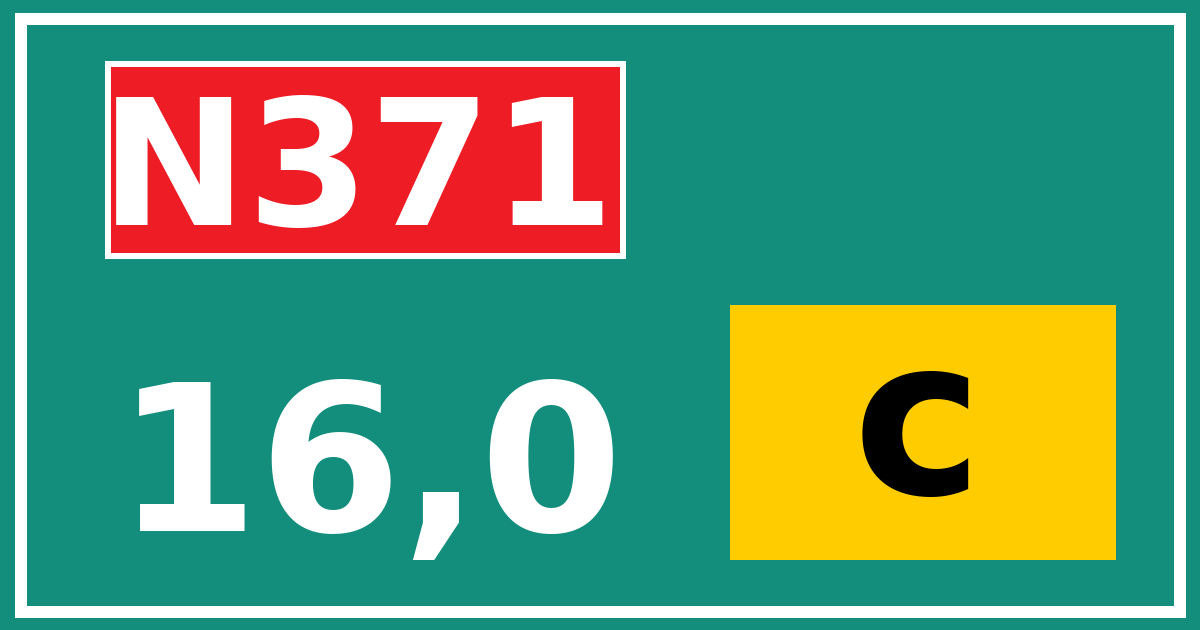 Hectometerbord N371 16,0 letter c