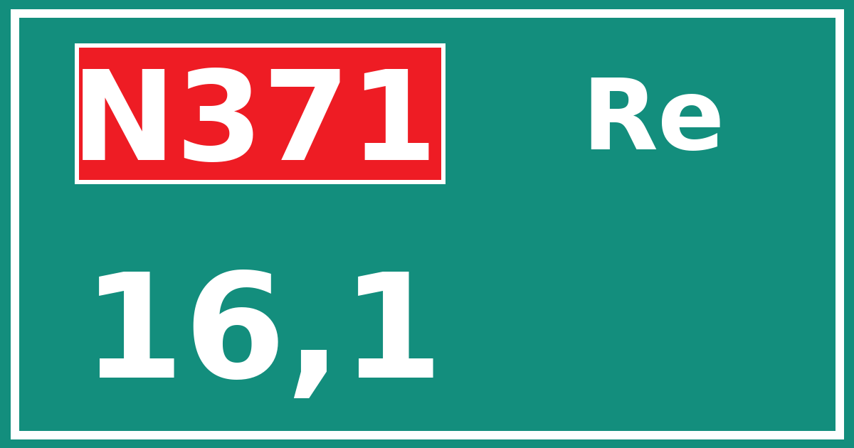 Hectometerbord N371 16,1 zijde Re