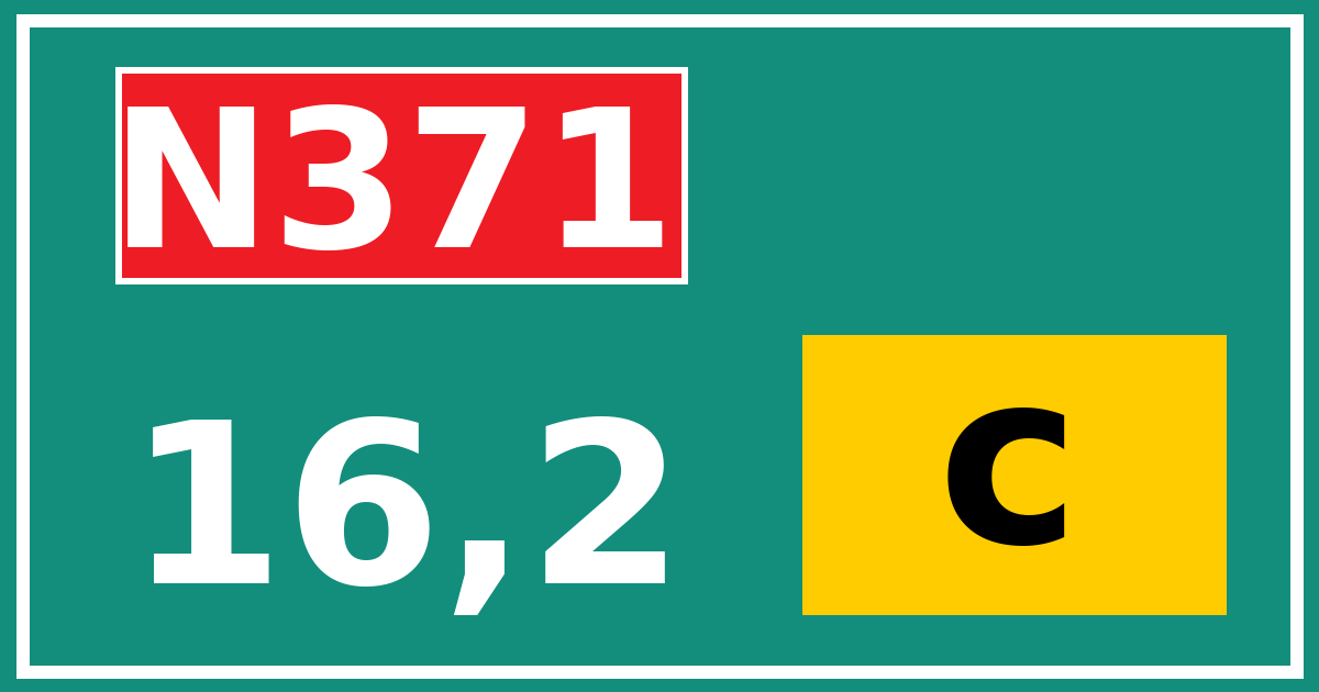 Hectometerbord N371 16,2 letter c