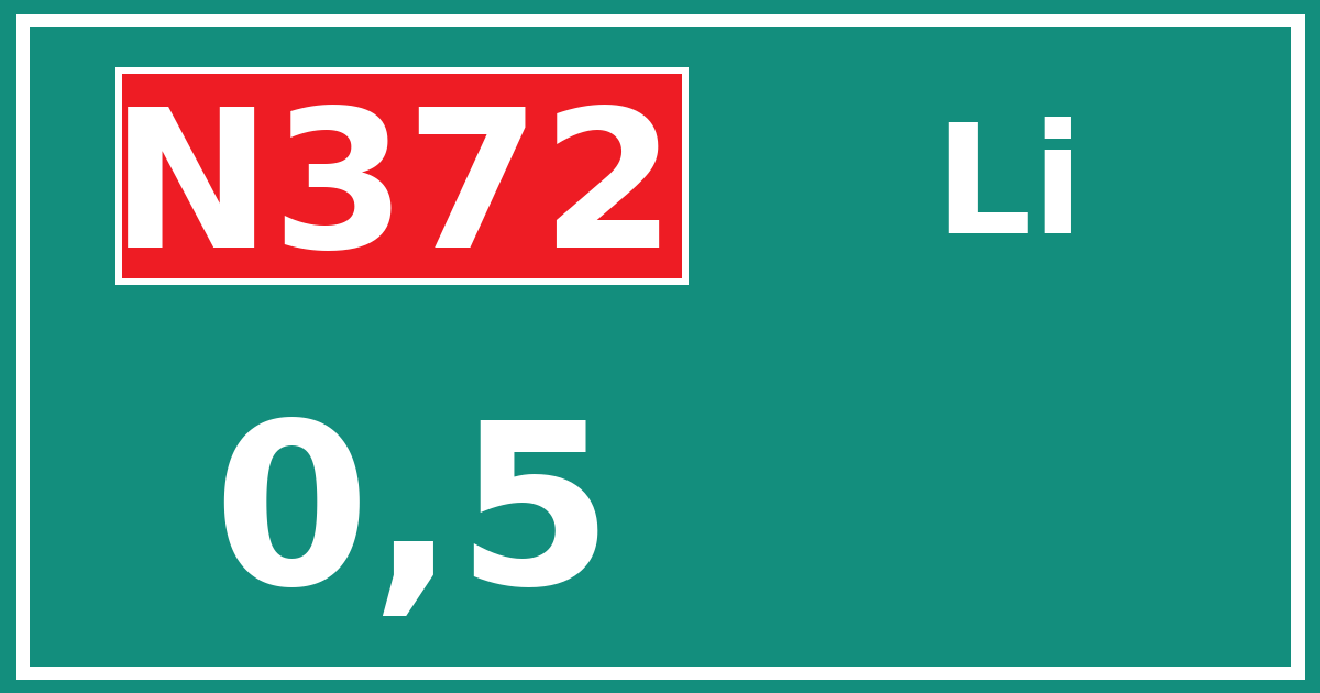 Hectometerbord N372 0,5 zijde Li