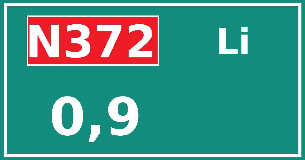 Hectometerbord N372 0,9 zijde Li