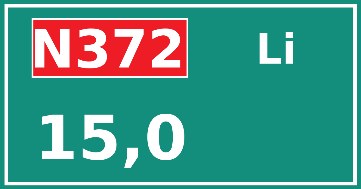 Hectometerbord N372 15,0 zijde Li