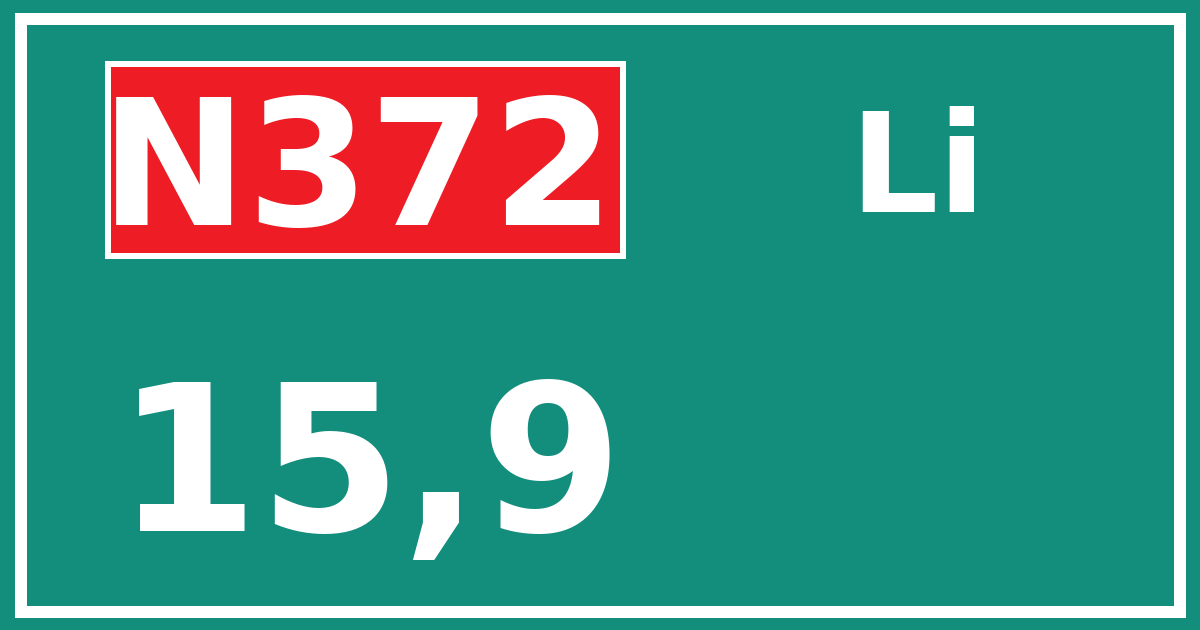 Hectometerbord N372 15,9 zijde Li