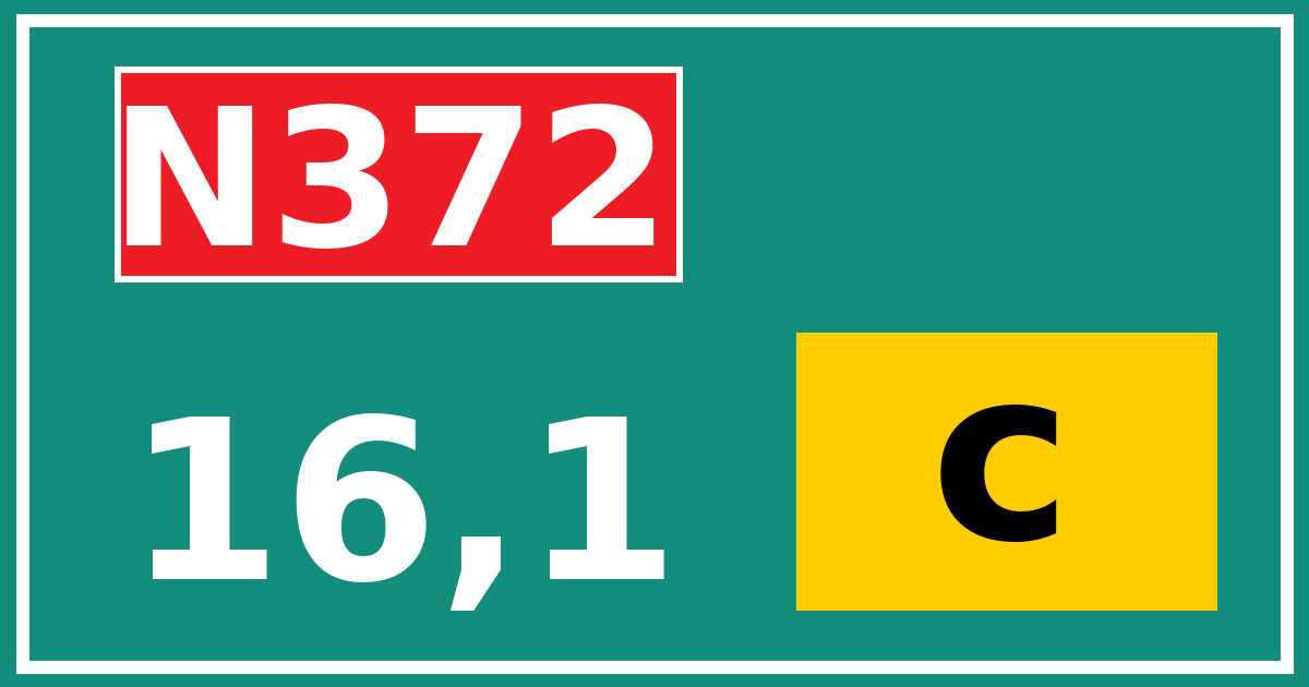 Hectometerbord N372 16,1 letter c