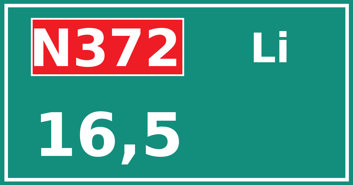 Hectometerbord N372 16,5 zijde Li
