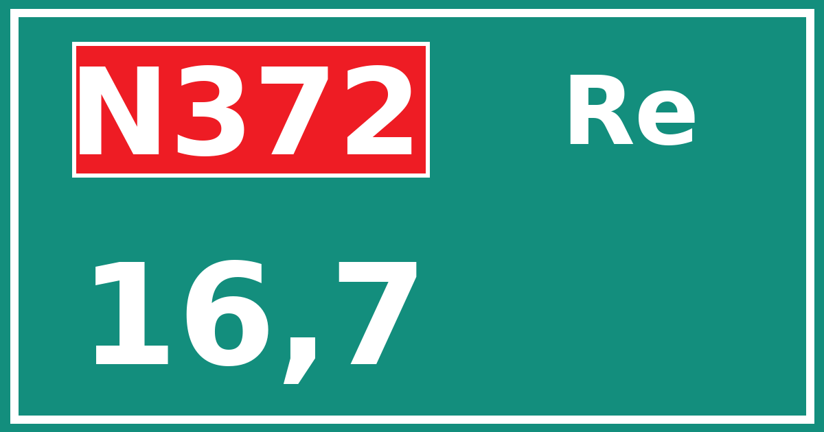 Hectometerbord N372 16,7 zijde Re