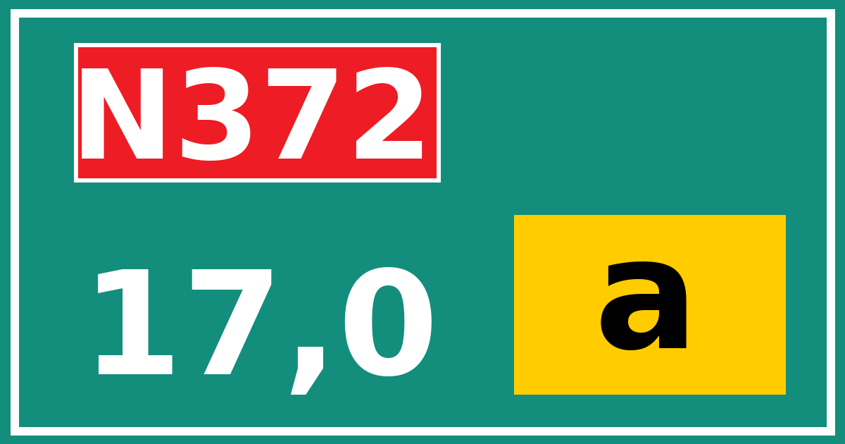 Hectometerbord N372 17,0 letter a