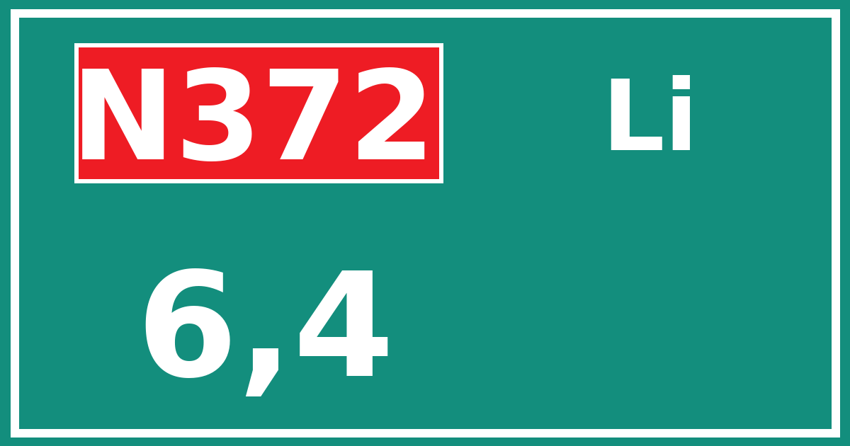 Hectometerbord N372 6,4 zijde Li