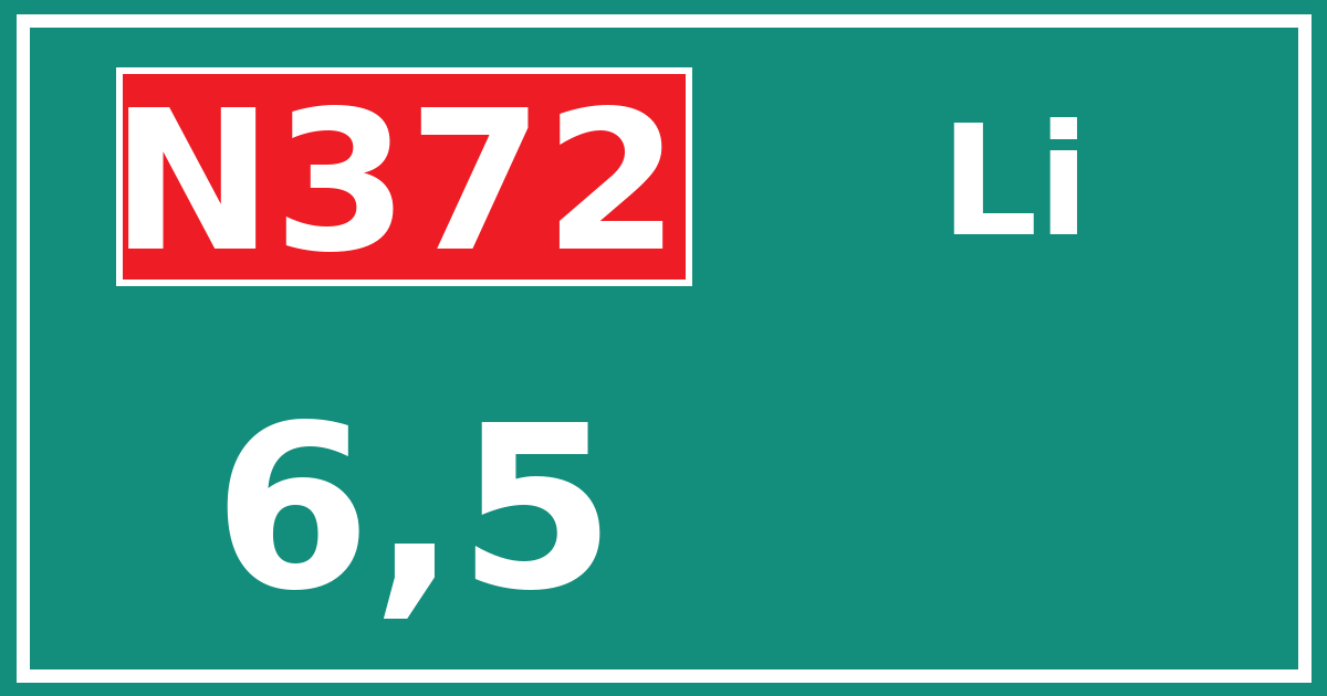Hectometerbord N372 6,5 zijde Li