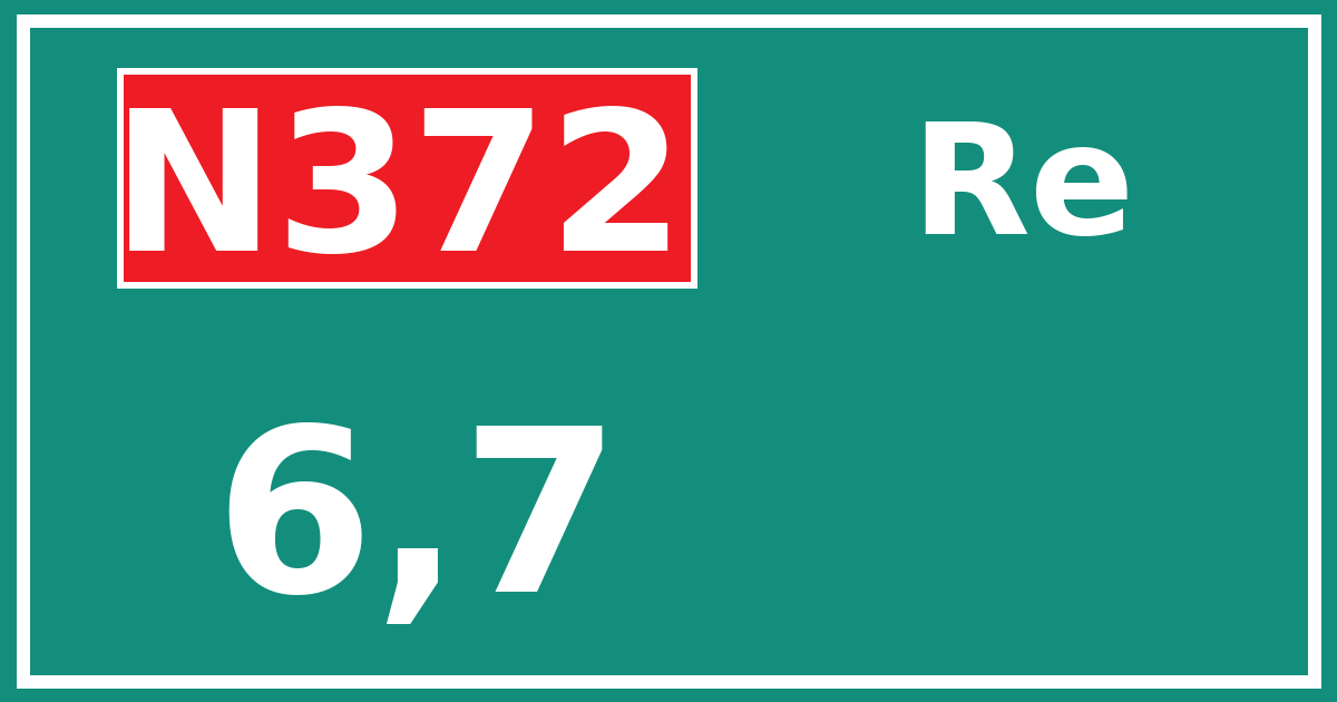 Hectometerbord N372 6,7 zijde Re