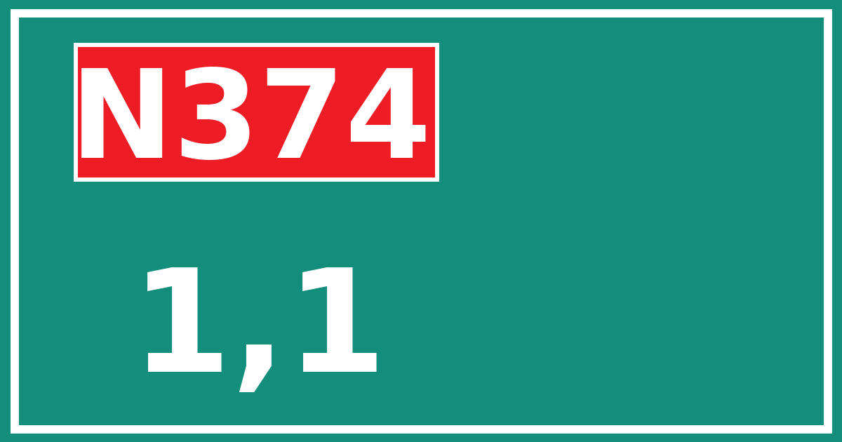 Hectometerbord N374 1,1