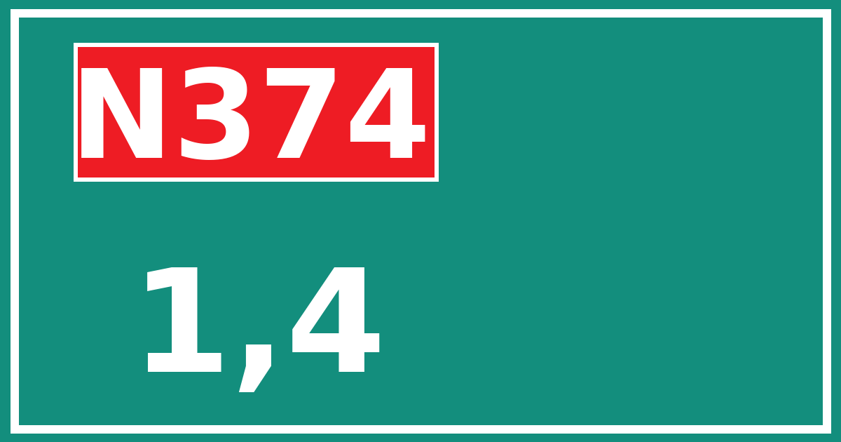 Hectometerbord N374 1,4