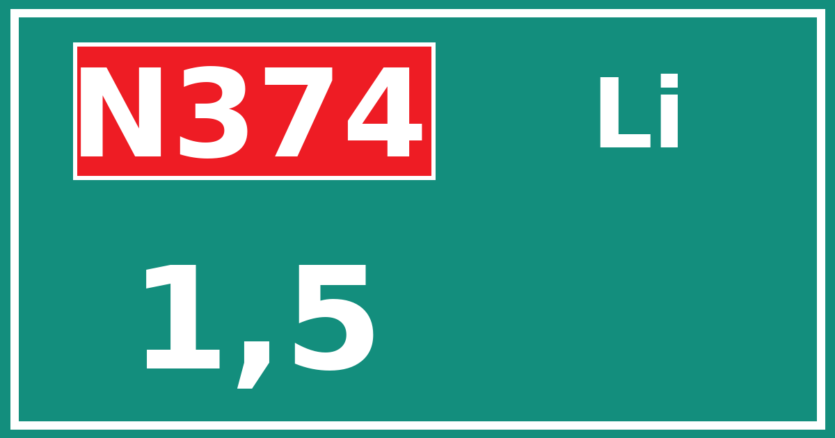 Hectometerbord N374 1,5 zijde Li