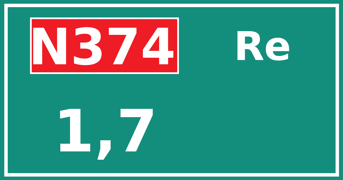 Hectometerbord N374 1,7 zijde Re