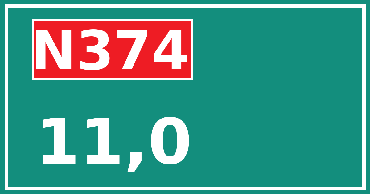 Hectometerbord N374 11,0
