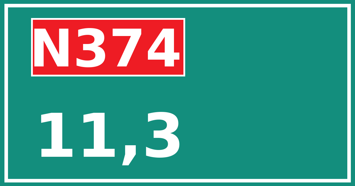 Hectometerbord N374 11,3