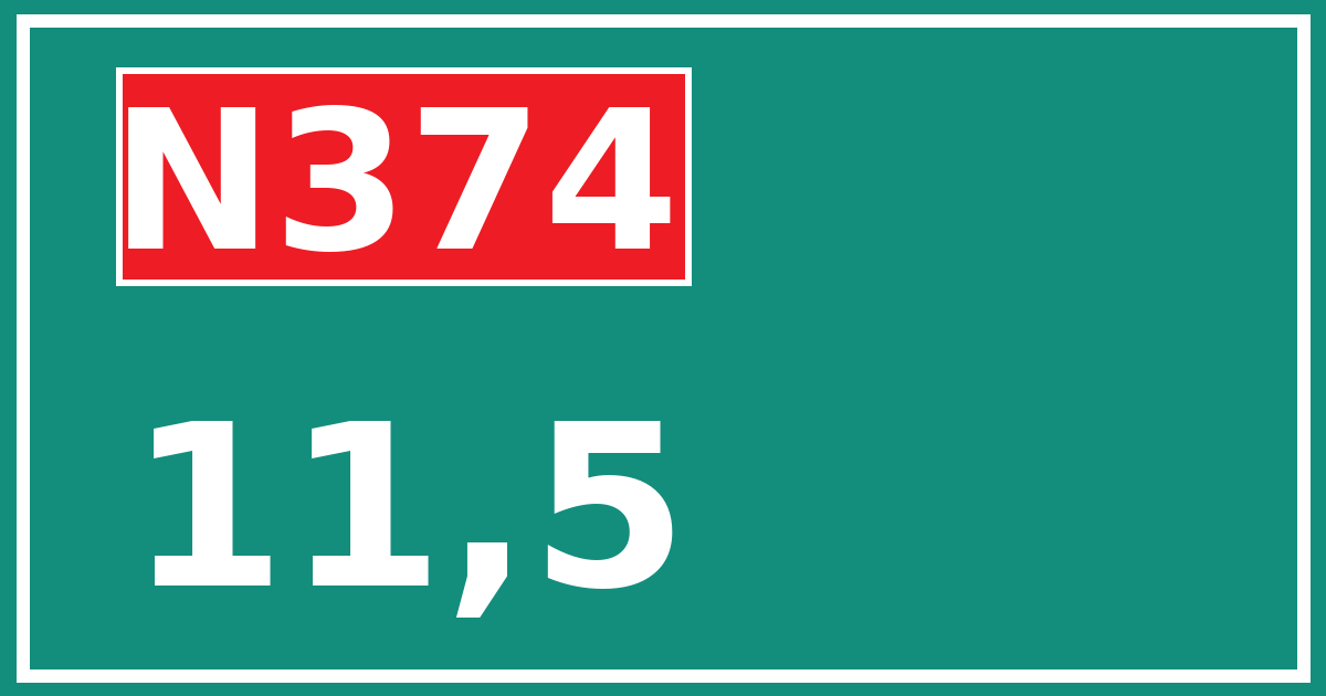 Hectometerbord N374 11,5